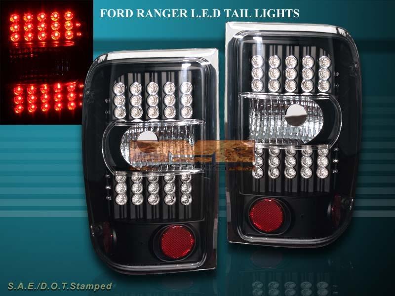 01-11 ford ranger led l.e.d black tail lights rear lamps assembly