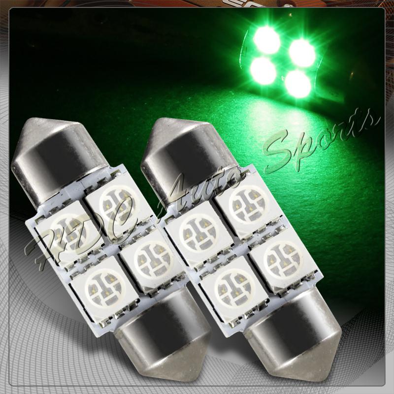 2x 31mm 4 smd green led festoon dome map glove box trunk replacement light bulb