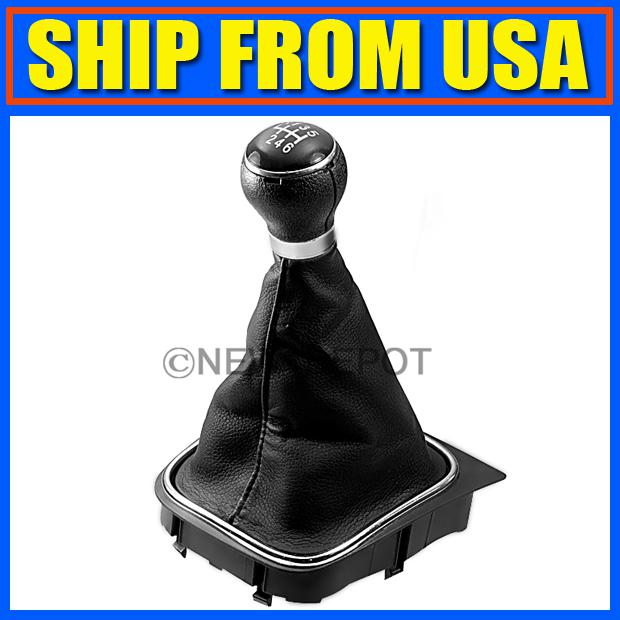 Us black gear shift knob leather boot 6 speed controler fit vw jetta mk5 eos new