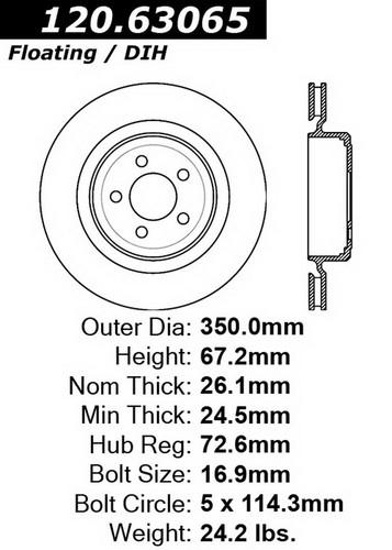 Centric-power slot 126.63065sr stoptech sport rotors 06-12 charger