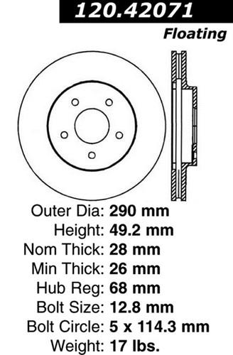 Centric-power slot 126.42071sl stoptech sport rotors 02-12 m45 q45 quest