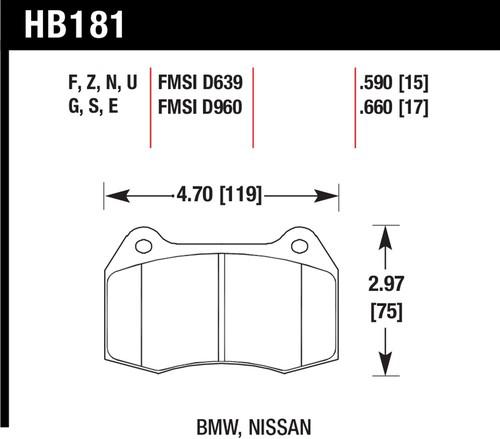 Hawk performance hb181f.590 disc brake pad 94-04 840ci 850ci rsx skyline