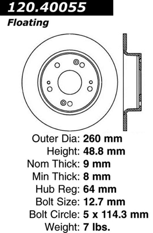 Centric-power slot 127.40055r stoptech sport rotors 03-08 accord tsx