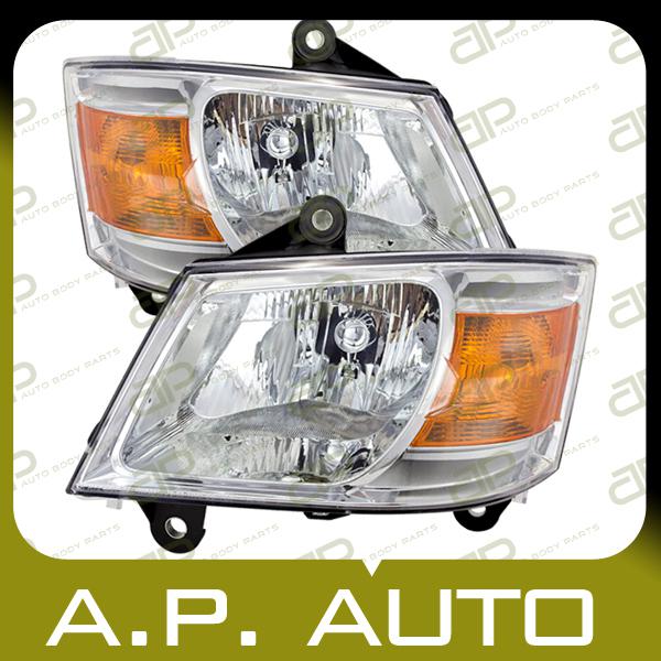 Pair head light lamp assembly 08-10 dodge grand caravan lh+rh new replacement