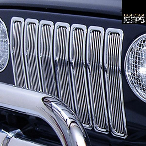 11401.02 rugged ridge billet grille inserts, chrome, 97-06 jeep wranglers, by