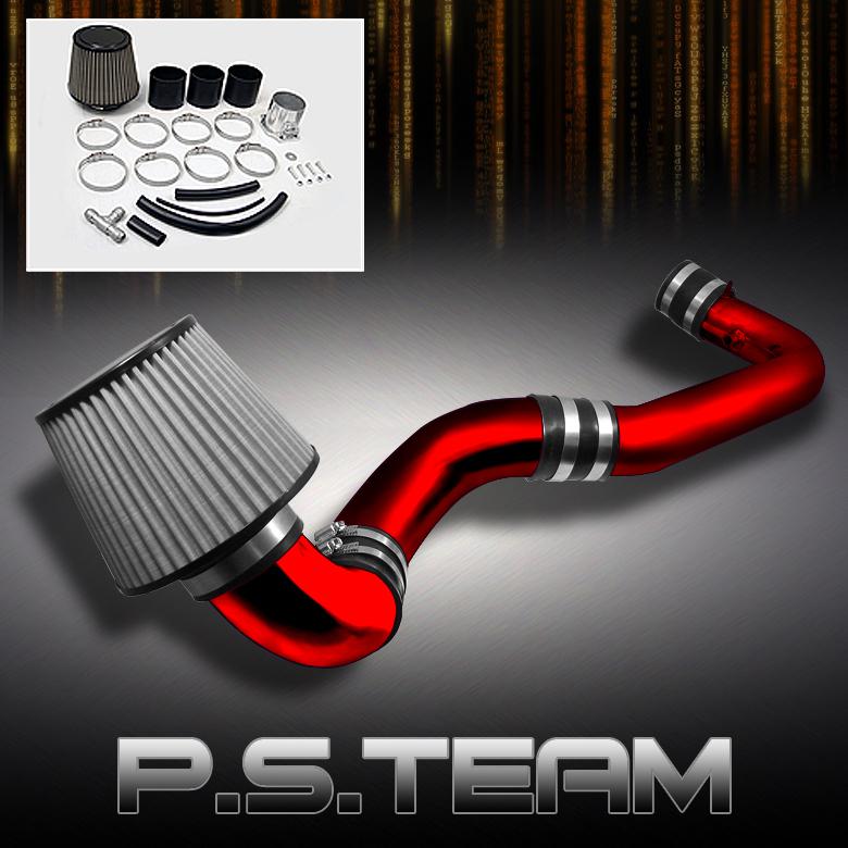 95-96 240sx s14  red cold air intake+stainless washable mesh cone filter+clamps