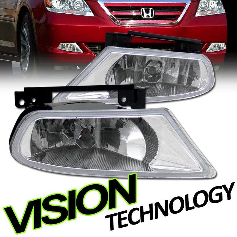 Pair 05-07 honda odyssey mpv jdm clear lens fog lights lamps+bulbs+switch+wire