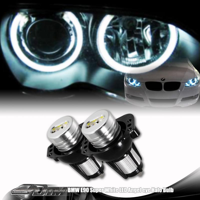 2x bmw 2006-2008 e90 3-series sedan 6w 12v 7000k white led halo angel eyes bulbs