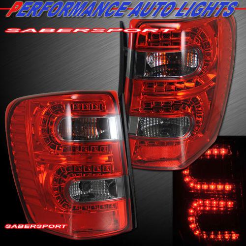 99-04 jeep grand cherokee "l.e.d." tail lights led red smoke plug n play pair