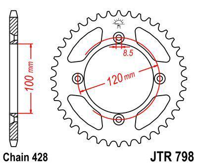 Jtr798-47 jtr 47 tooth high carbon steel rear sprocket suzuki rm85 yamaha yz80