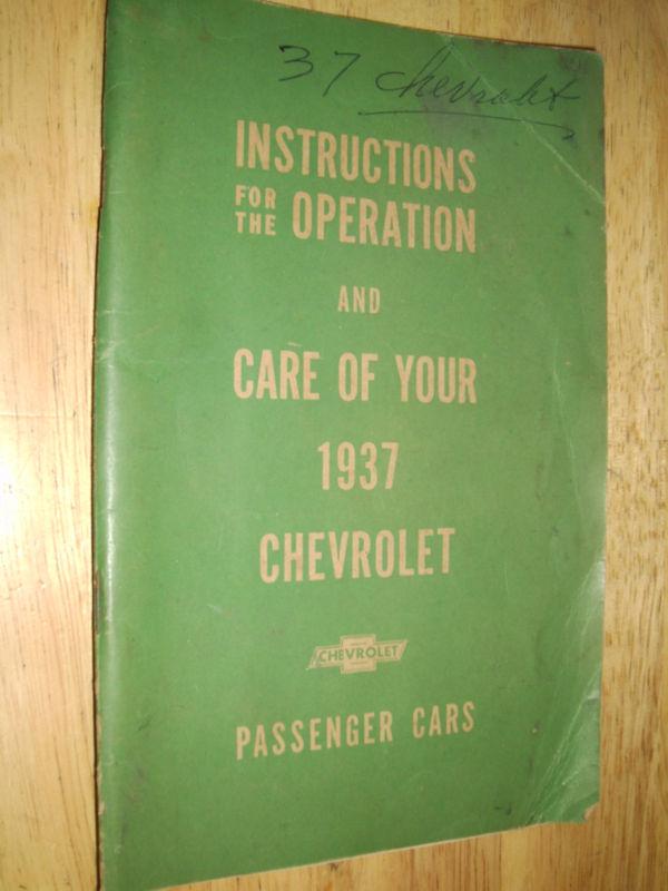 1937 chevrolet / car / owner's manual / nice original book 