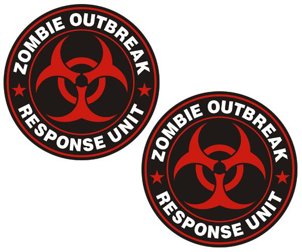 Zombie outbreak response unit decal set 3"x3" red control team sticker zu1