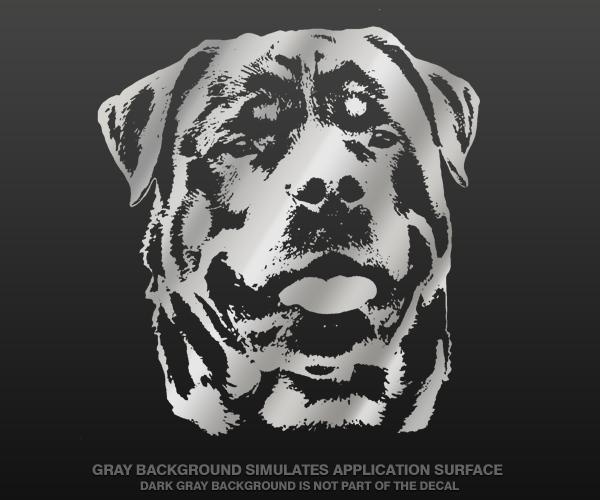 Rottweiler dog decal metallic silver 5"x4.6" rott rottie vinyl car sticker zu1