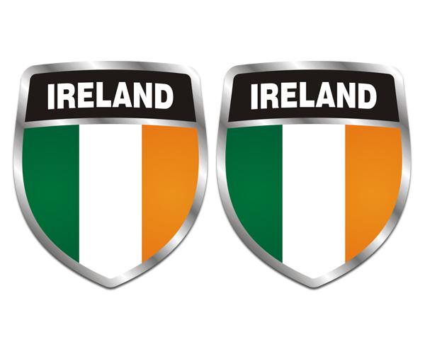 Ireland flag shield decal set 4"x3.4" irish celtic vinyl car sticker zu1