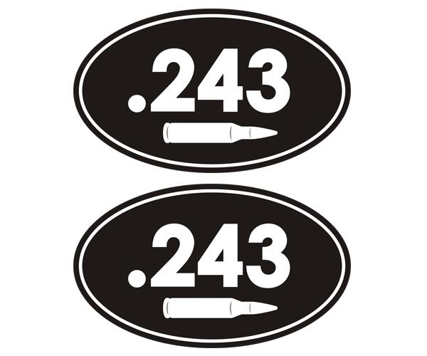 .243 ammo can decal set 3"x1.8" oval 243 cal rifle vinyl sticker zu1