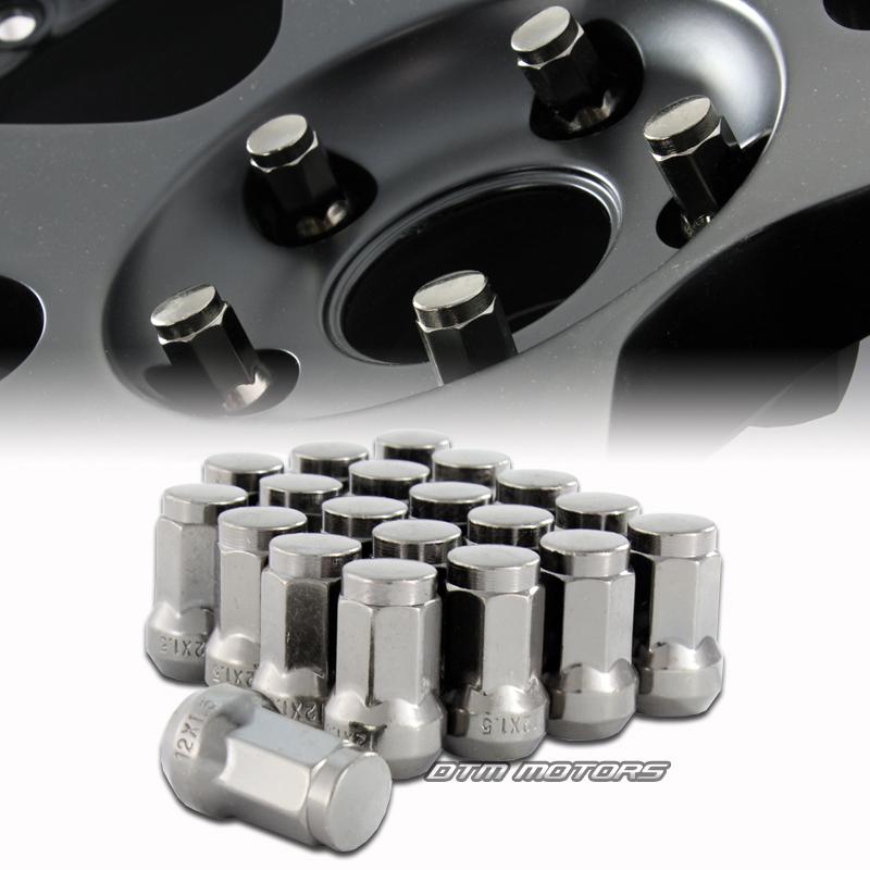 M12 x 1.5mm thread pitch 1.3" long wheel rims acorn lug nuts - 20pc matte black