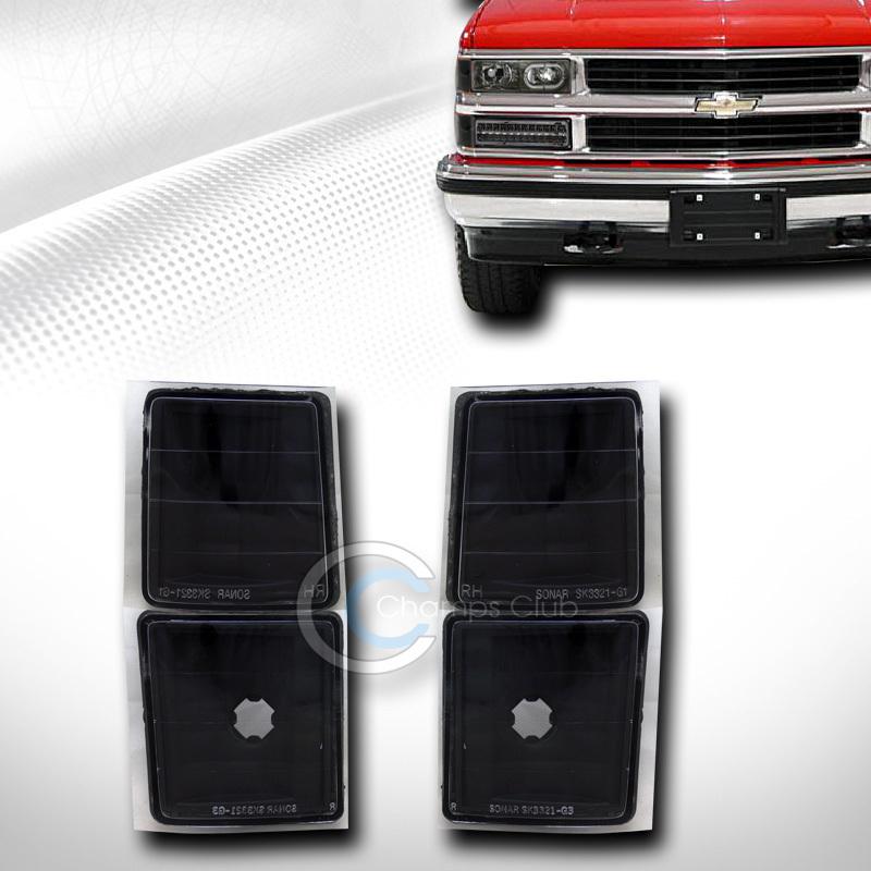 Black clear signal parking corner lights lamps yd 94-98 chevy c10 c/k pickup/suv