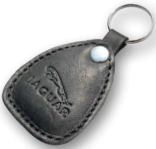 New leather black keychain car logo jaguar auto emblem keyring