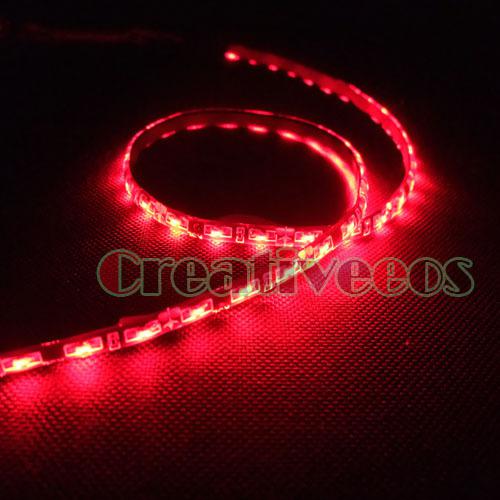 2x 60cm 24" car 12v 60leds smd 335 side-emitting flexible led strip light red