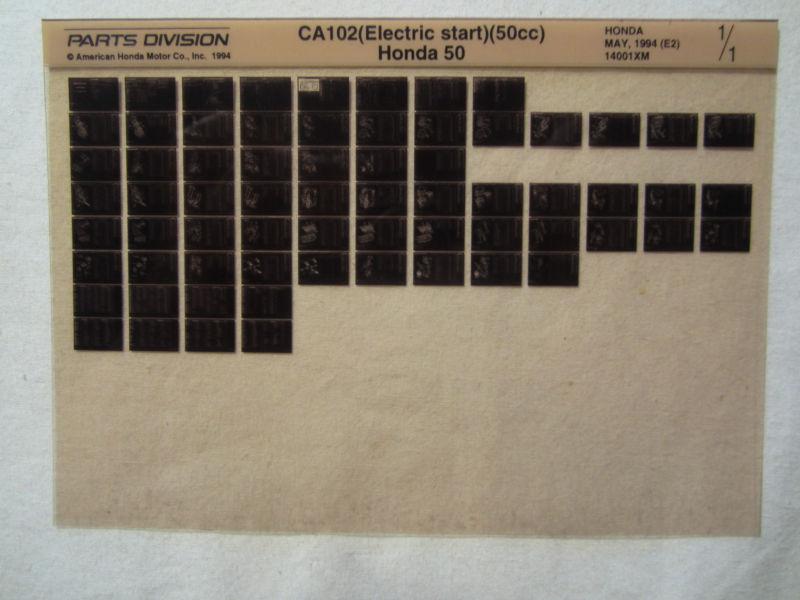 Honda motorcycle ca102 50cc honda 50 electric start microfiche part catalog 5/94