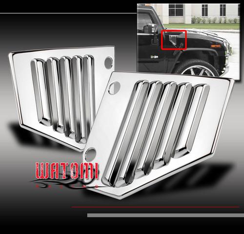 03-09 hummer h2 side vent covers set chrome hood intake bezel trim w/o antenna