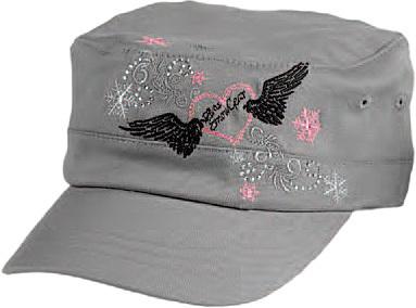 Divas womens winged heart cadet hat grey one size