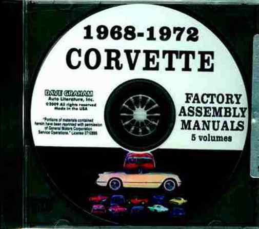 1968 1969 1970 1971 1972 corvette factory assembly instruction manual cd