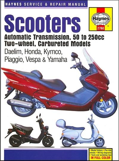 Honda yamaha vespa 50 80 125 150 200 250 scooter manual