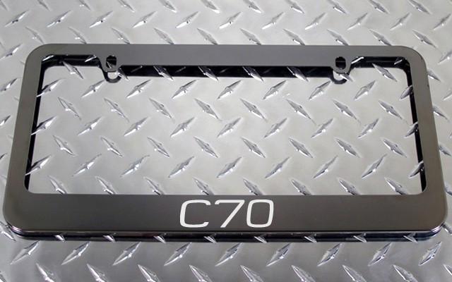 1 brand new volvo c70 gunmetal license plate frame +screw caps