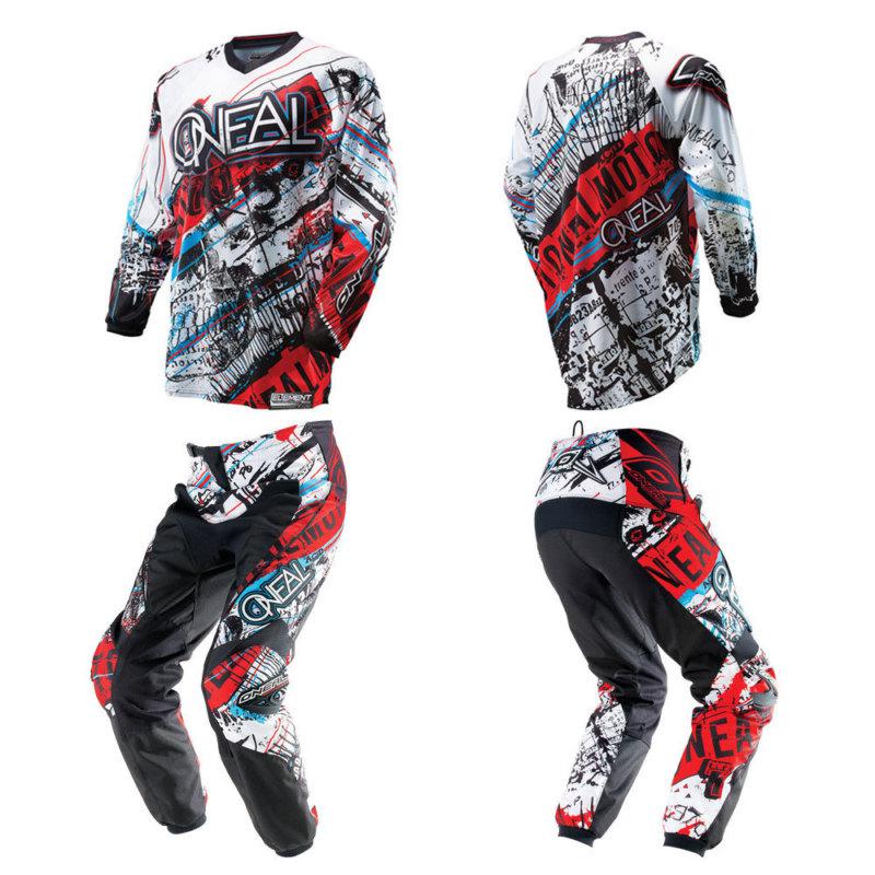 2014 oneal element acid white adult mx riding gear pants jersey gloves