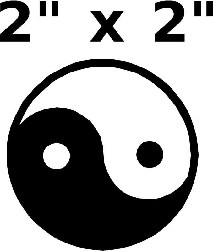 Yin & yang auto/window/wall/laptop/tablet decal  graphic sticker 2" x 2" black