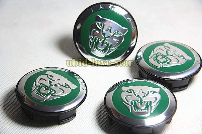 Set 2.25" green jaguar emblem wheel center covers caps s type x bingo xf xj8 xk8