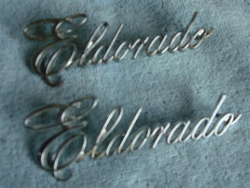 Cadillac eldorado chrome script emblems (pair) mint 70's 80's gm part # 1614599 