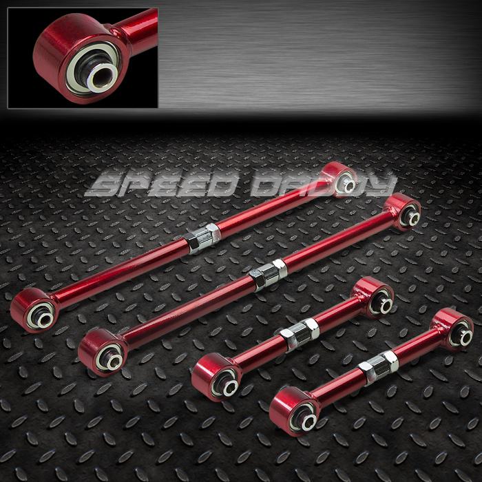 4pc rear lateral link+trailing control arm kit 84-87 toyota corolla ae86 e80 red