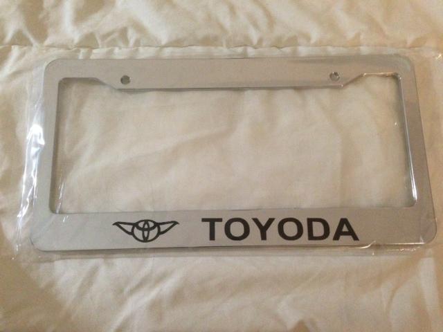 Toyoda chrome license plate frame - yoda starwars star wars look jedi must qty 2