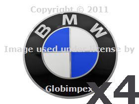 Bmw e30 e36 e90 etc emblems for wheel center cap 70mm diameter (4) genuine