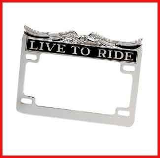 Motorcycle chrome license plate frame "live to ride"  - free usa ship  ds720809