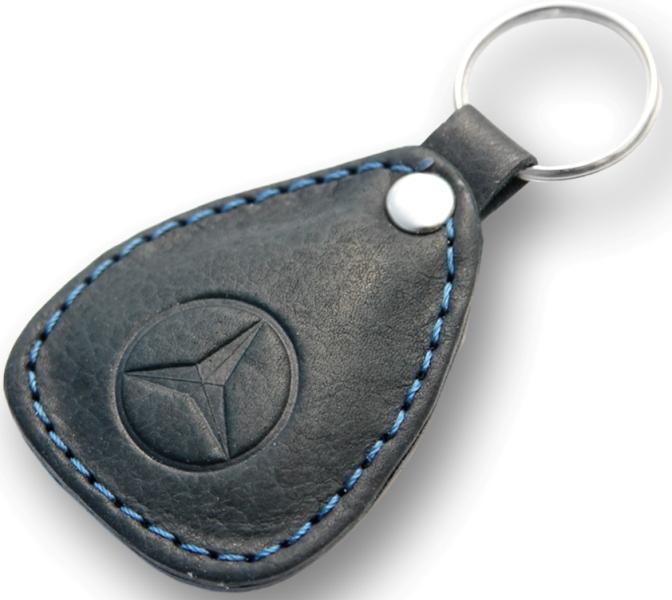 New leather black / blue keychain car logo mercedes-benz auto emblem keyring