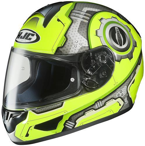 Hjc cl-16 machine full-face adult helmet,mc-3h/h-iviz yellow/lime green,small/sm