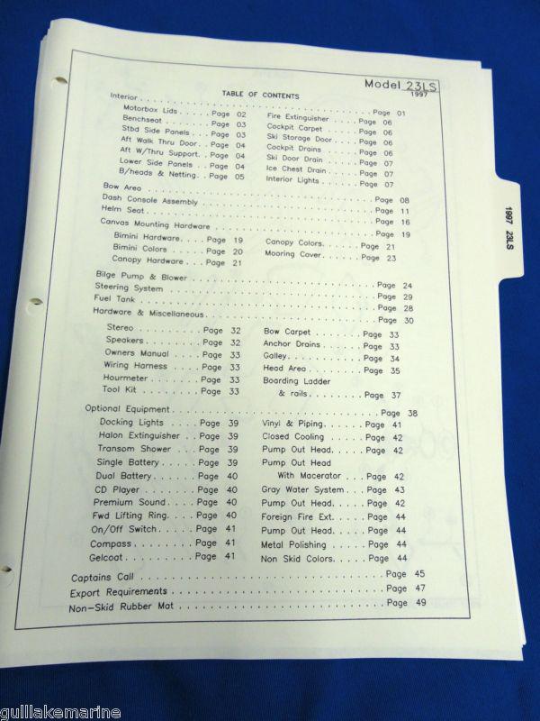 Vintage coablt 23ls boat parts book diagrams & part numbers for 1997