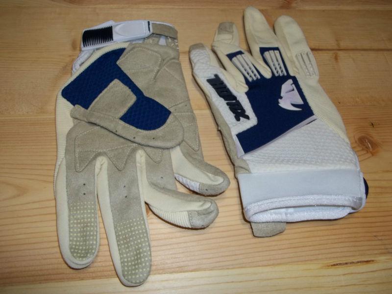 Thor racing gloves - cream/white/blue/black - size 9