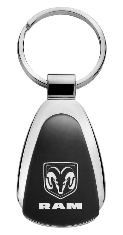 Dodge ram black tear drop metal key chain ring tag key fob logo lanyard