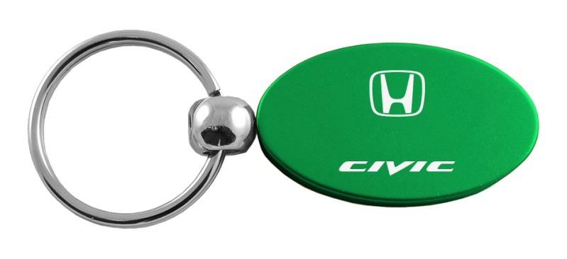 Honda civic green oval metal key chain ring tag key fob etched logo lanyard