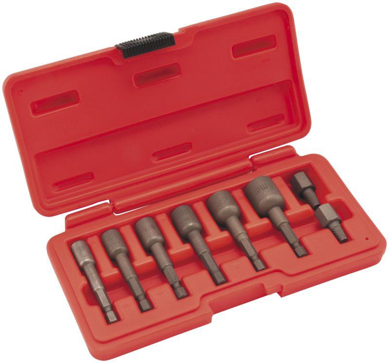 Bikemaster 8 piece 1/4in. hex drive power fastener extractor set  31-068