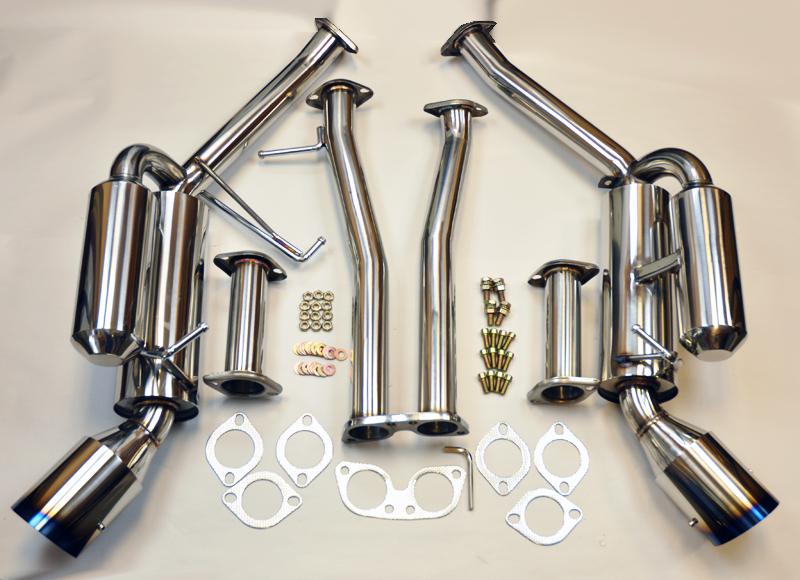 Nissan 350z infinit g35 dual cannister burn tip full catback exhaust system