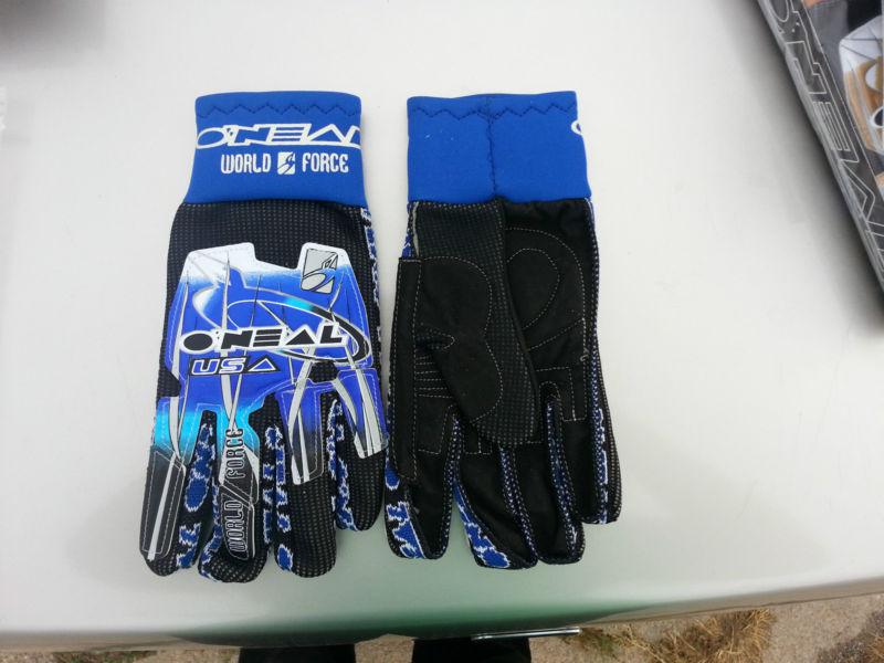 O'neal motorcycle atv dirt bike gloves vintage nos #0371 blue size 10 new