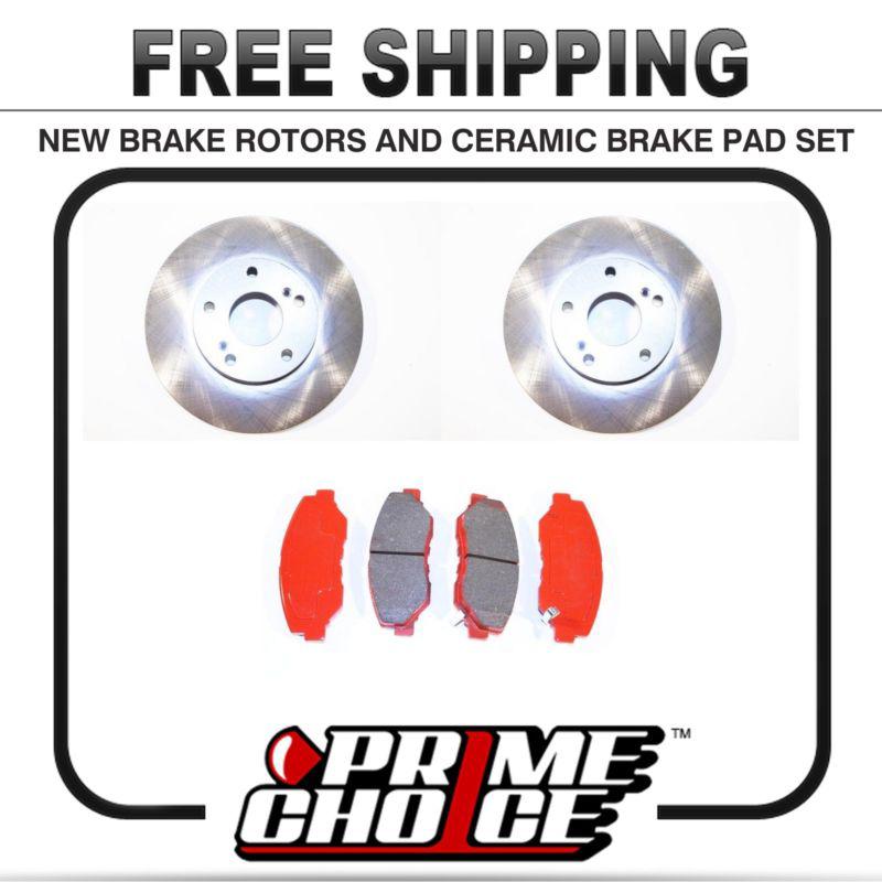 Premium front ceramic brake pads and disc rotors complete kit left & right pair