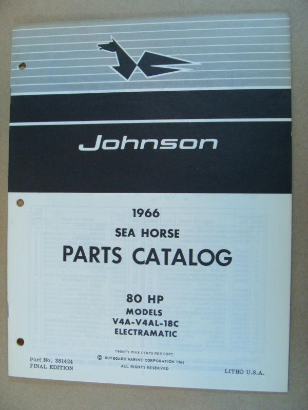 1966 johnson 80 hp v4a v4al 18c electramatic outboard motor parts catalog 381424