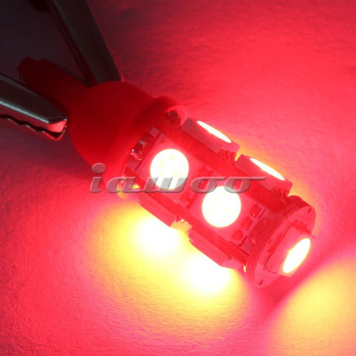 2 pcs car led w5w lighting lights t10 9 smd 5050 led red wedge light lamp