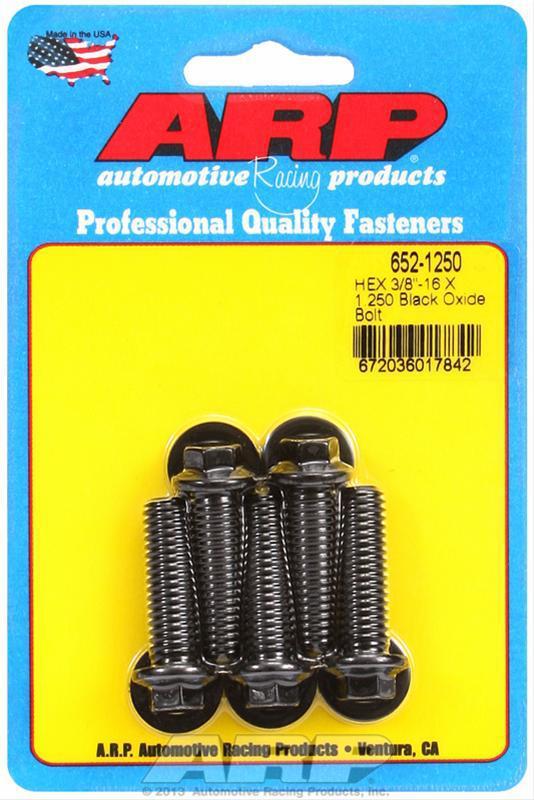 Arp bolts hex head custom 450 black oxide 3/8"-16 rh thread 1.250" uhl set of 5